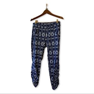 ATHLETA Navy & White Ikat Joggers Pants w/ POCKETS